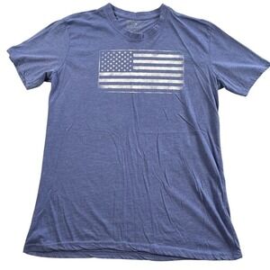 Home of the Brave T-shirt Mens Large Blue American Flag Graphic Short Sleeve